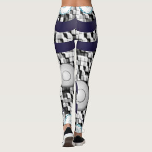 legging blanc à carreaux bleus adolescent