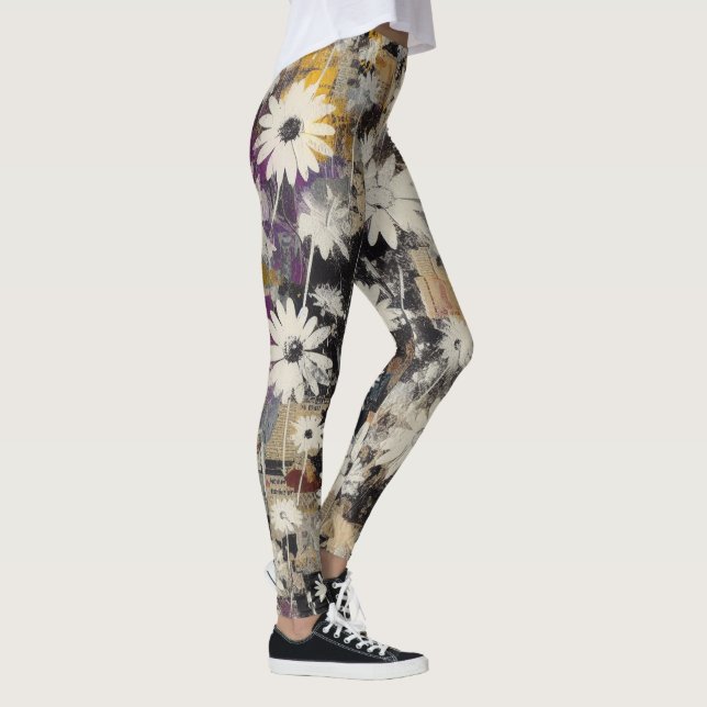 Legging Destroyed Floral Collage (Right)