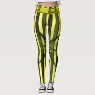 legging femme étoile rayée or jaune