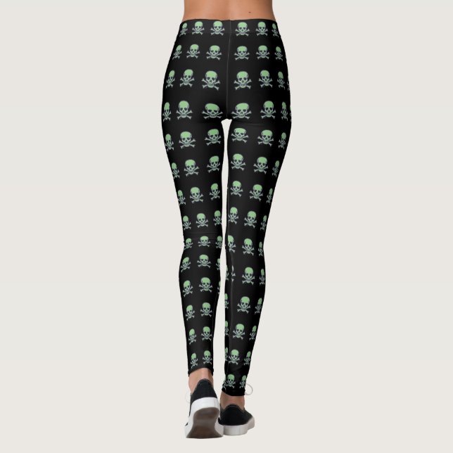 Legging Green Skull crânes noirs petits (Dos)