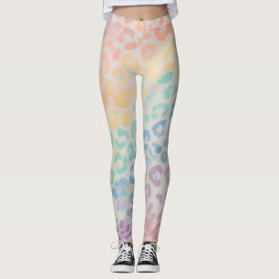 Legging imprimé léopard arc-en-ciel pastel