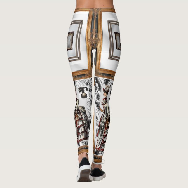 legging long blanc noir miroir adolescent (Dos)