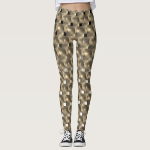 Legging marron, doré, rectangulaires, noir, blanc