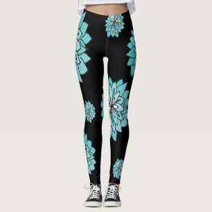 Legging noir avec la conception bleue turquoise