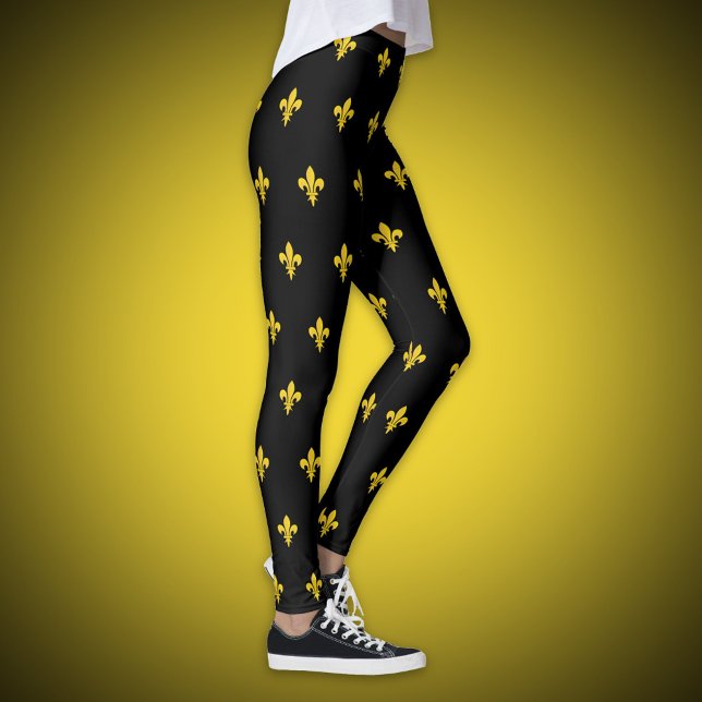 Legging Noir avec Motif Fleur de Lys Or (Black Legging with gold Fleur de Lis)