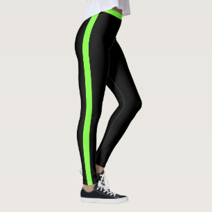 Legging noir avec rayure latérale vert néon Choisi