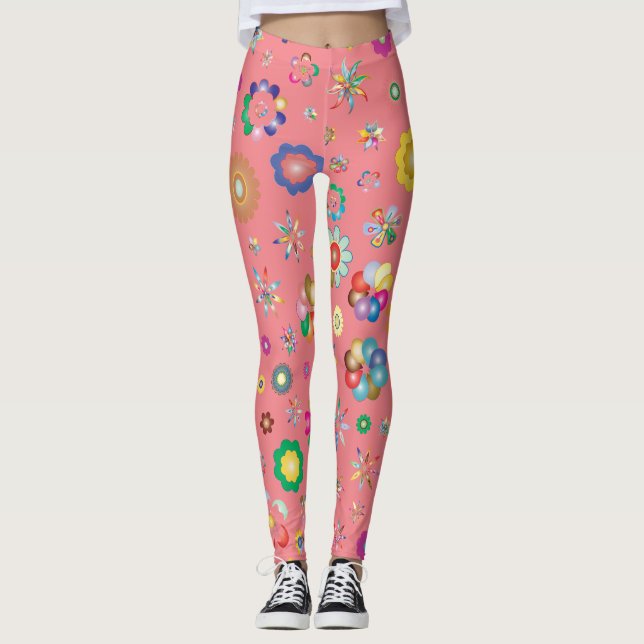 Legging rose Multi fleurs (Devant)