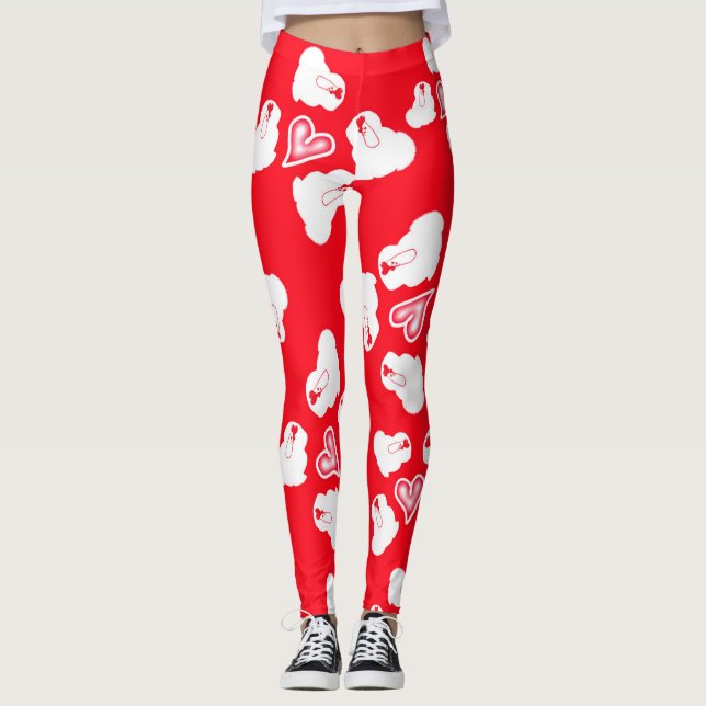 Leggings ט ״ ו ב א ב lapin mignon Saint Valentin (Devant)