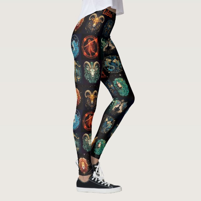 Leggings 12 Signes du Zodiac personnalisé noir haute qualit (Droite)