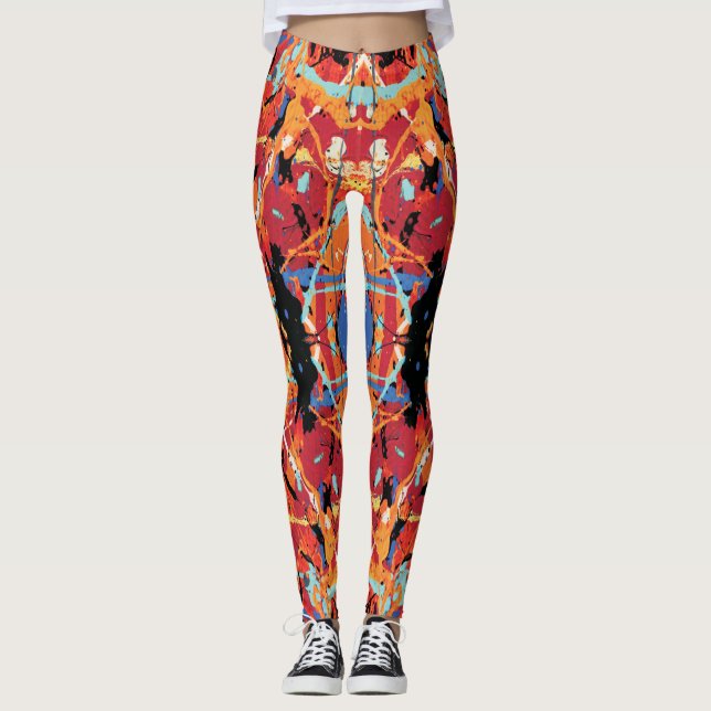 Leggings 16 bits Vilain Orange Black splatter (Devant)