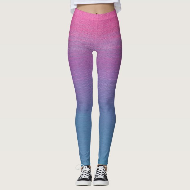 Leggings/3 Tones Blue, Purple and Pink Leggings (Front)
