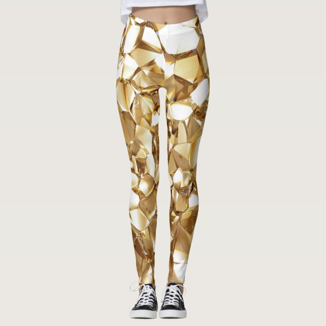 Leggings 3D abstraite texture or cristal. (Devant)