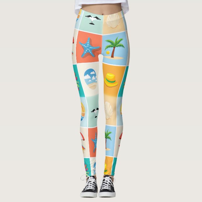 Leggings 3x3 Beach Pattern Design (Devant)