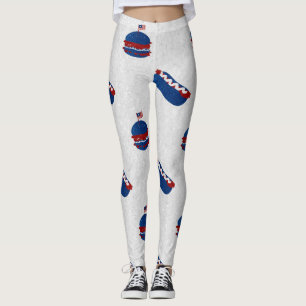 Leggings 4 juillet Burger & Hot Dog Parties scintillant