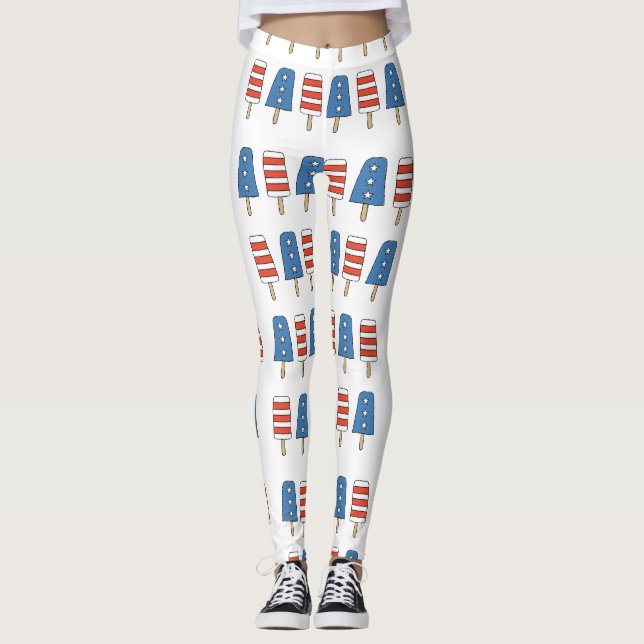Leggings 4 juillet Popsicles 4 juillet fête de l'indépendan (Devant)