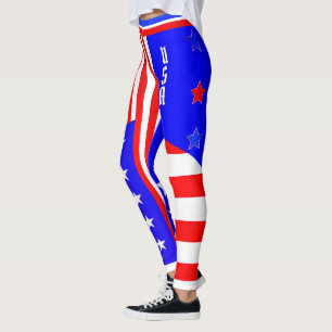 Leggings 4 juillet USA Red White Blue Stars and Stripes