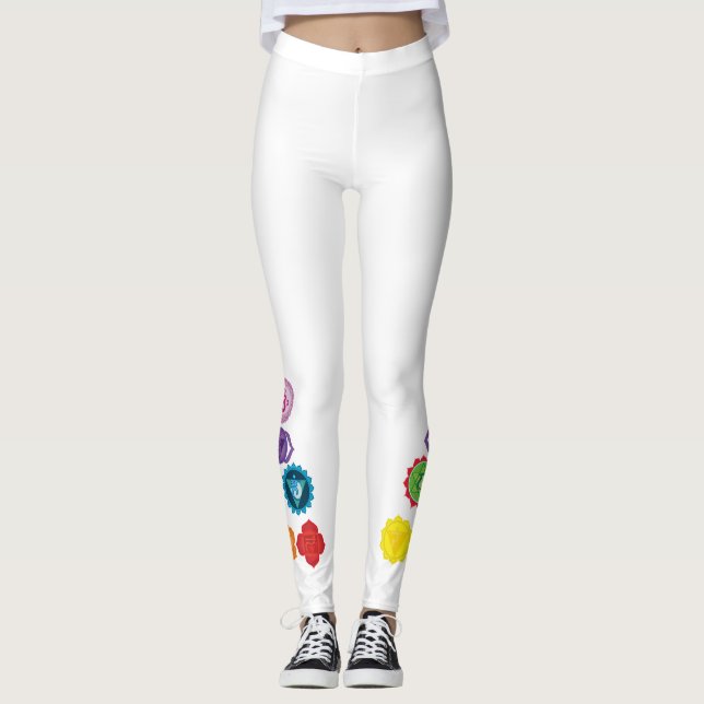 Leggings 7 guêtres de Chakra de yoga de Chakras Kundalini, (Devant)