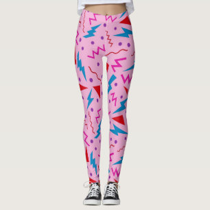 Leggings 80s 90s Memphis style géométrique rose