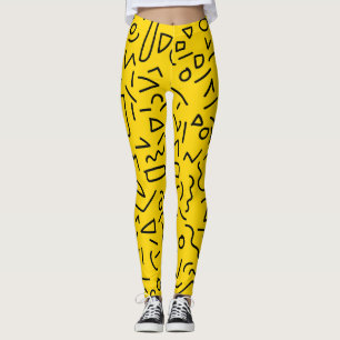 Leggings 80's Forme jaune et noir et se chamailler