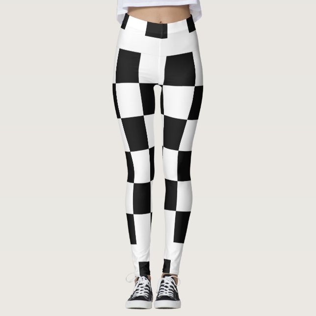 Leggings à chèques en noir et blanc (Devant)