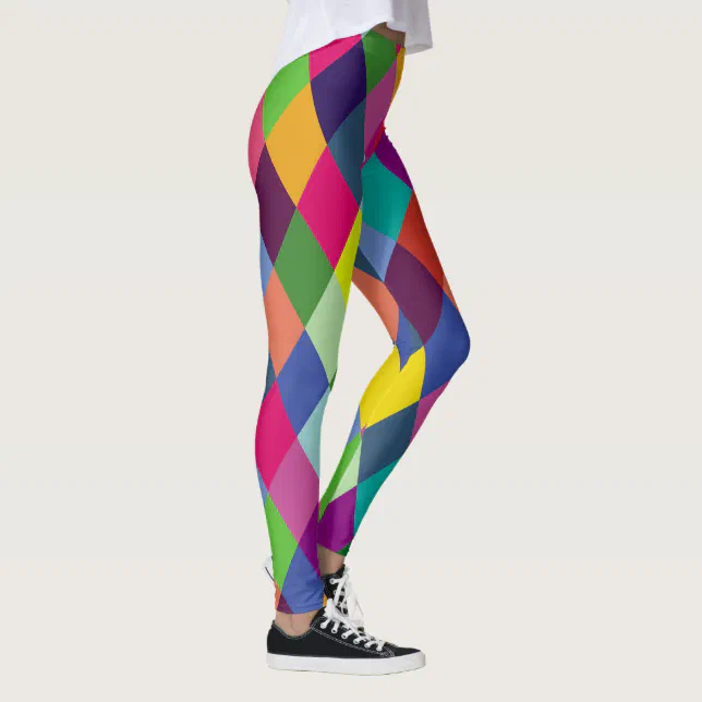 Leggings a damiers Arlequin Arc en ciel colore