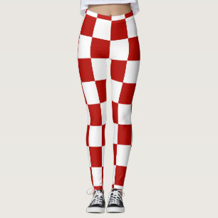 Leggings à damiers carré rouge blanc rétro