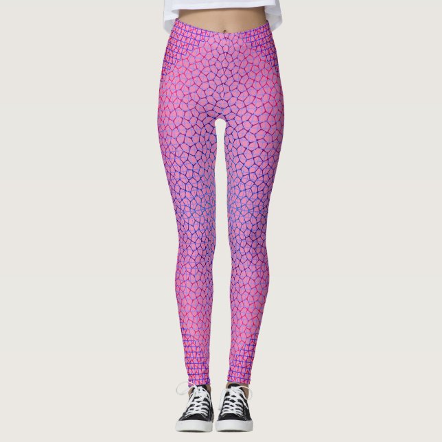 Leggings à damiers motif net 01 Pink BG (Devant)