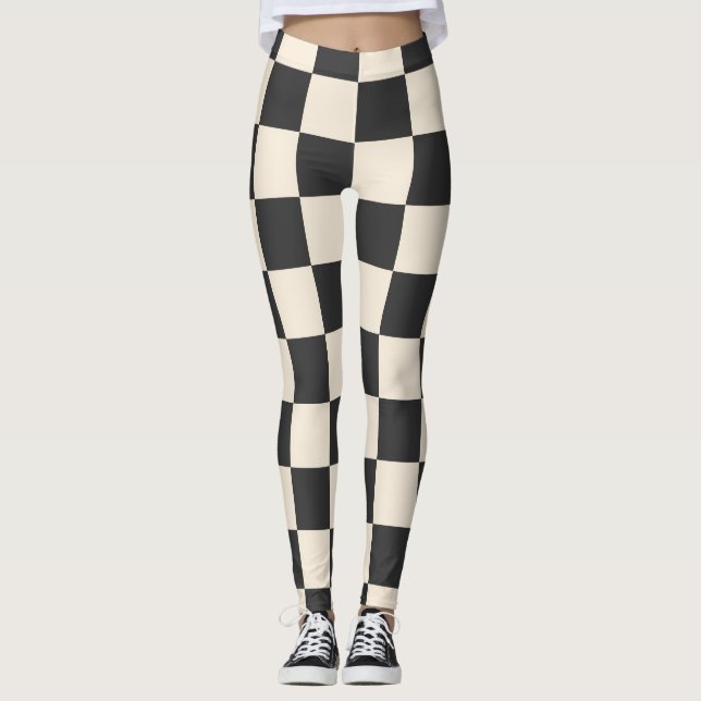 Leggings À damiers noir et blanc (Devant)