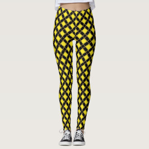 Leggings À damiers noir et jaune élégant