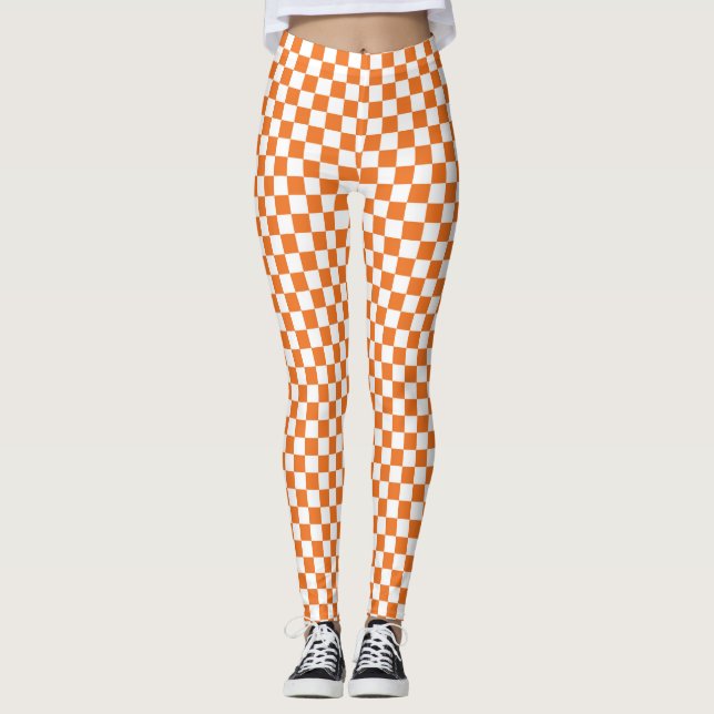 Leggings À damiers orange et blanc (Devant)