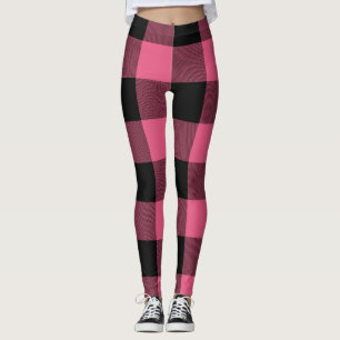 Leggings À damiers Plaid de buffle rose et noir