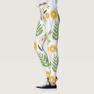 Leggings à fleurs blanches inspirés de la nature
