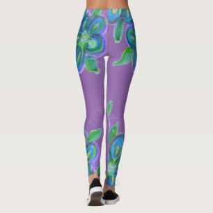 Leggings à fleurs violettes