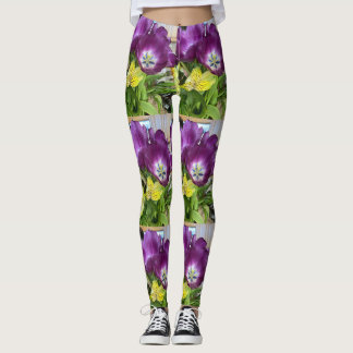 Leggings à impression de tulipes violettes et bota