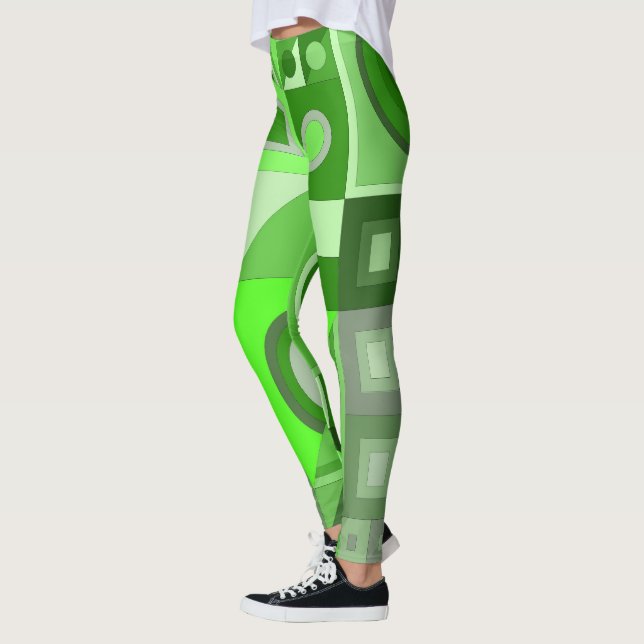 Leggings à l'art décontracté vert (Gauche)