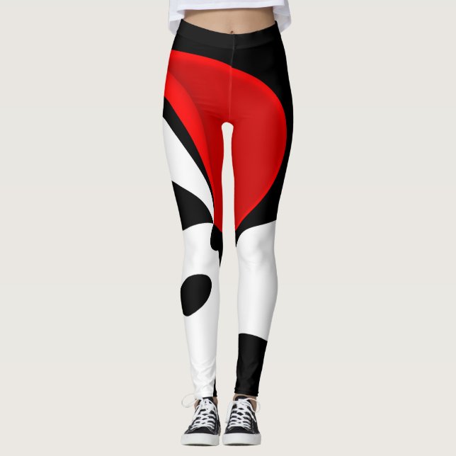 Leggings À M. Redd : Noir, blanc et rouge Abstraits (Devant)