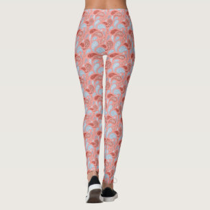 Leggings à motif paisley bleu saumon
