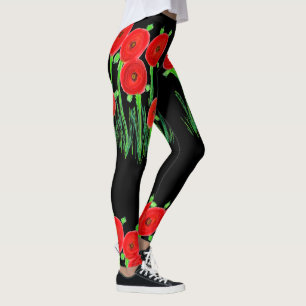 Leggings à pavot noir