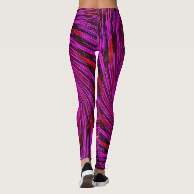 Leggings à rayures noires roses tendance (Dos)