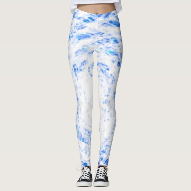 Leggings à tartines bleu et blanc (Devant)