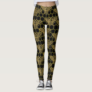 Leggings Abeille d'or noir CBDOilPrincesse