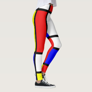 Leggings Abrégé sur jaune bleu rouge blanc de modernisme