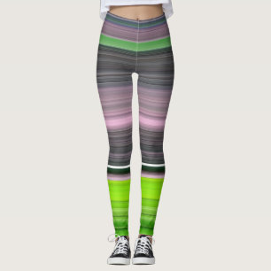 Leggings Abstract #1: Lime and grey
