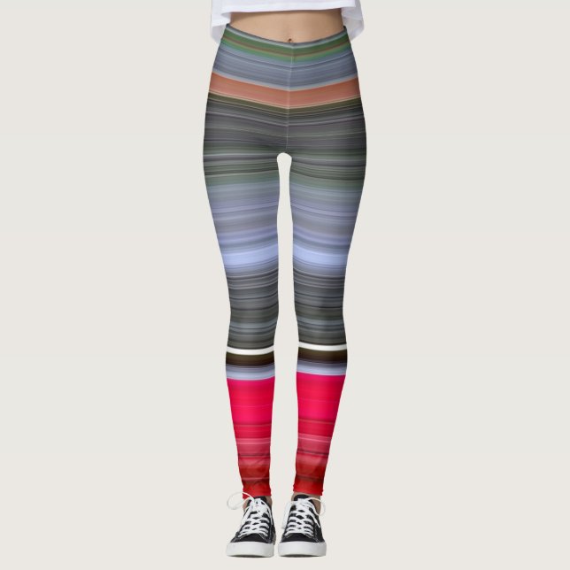 Leggings Abstract #1: Red and Grey (Devant)