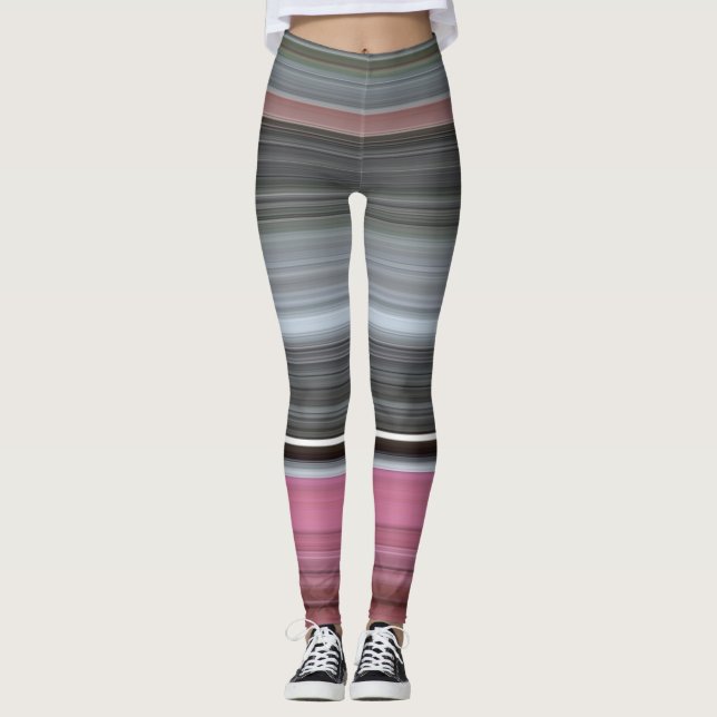Leggings Abstract #1: Rose et grey (Devant)