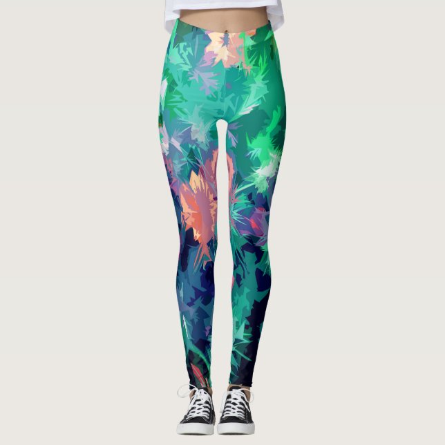 Leggings Abstract Garden Flower Design (Front)
