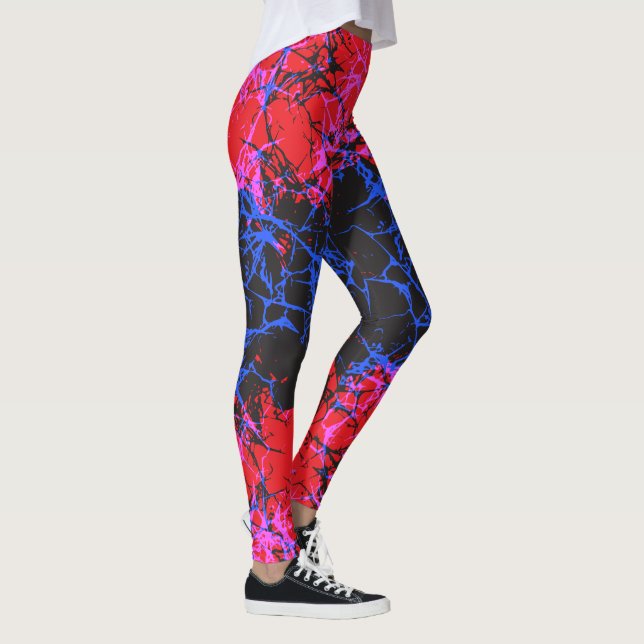 Leggings Abstract Neon Cracked Earth Pattern (Droite)