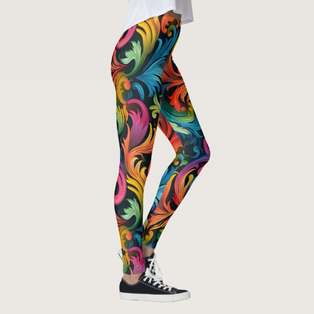 Leggings Abstract Rainbow Leaf Pattern (Droite)