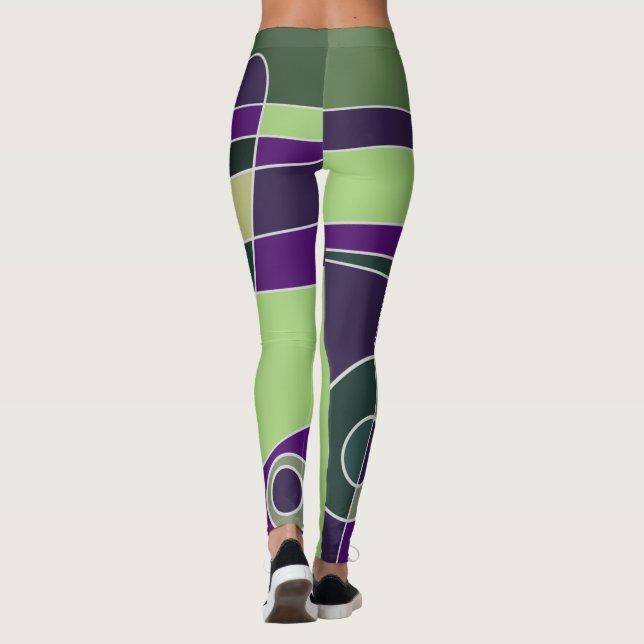 Leggings Abstract Surfing Green Purple (Back)
