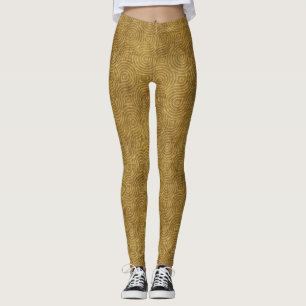 Leggings Abstrait Anneaux Concentriques Or et Ocre